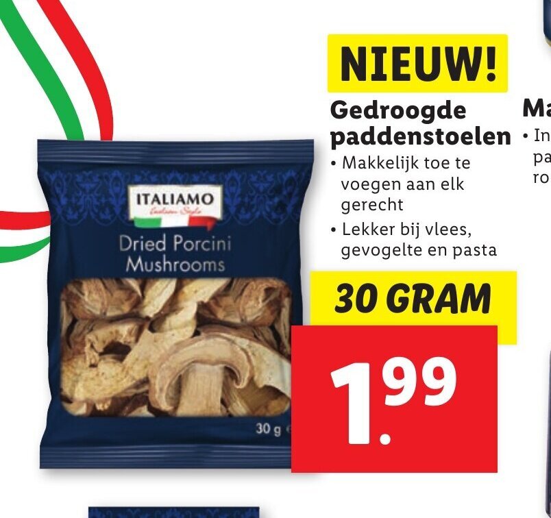 Gedroogde paddenstoelen 30 gram aanbieding bij Lidl