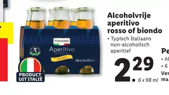 Lidl Alcoholvrije aperitivo rosso of biondo 6 x 98 ml aanbieding