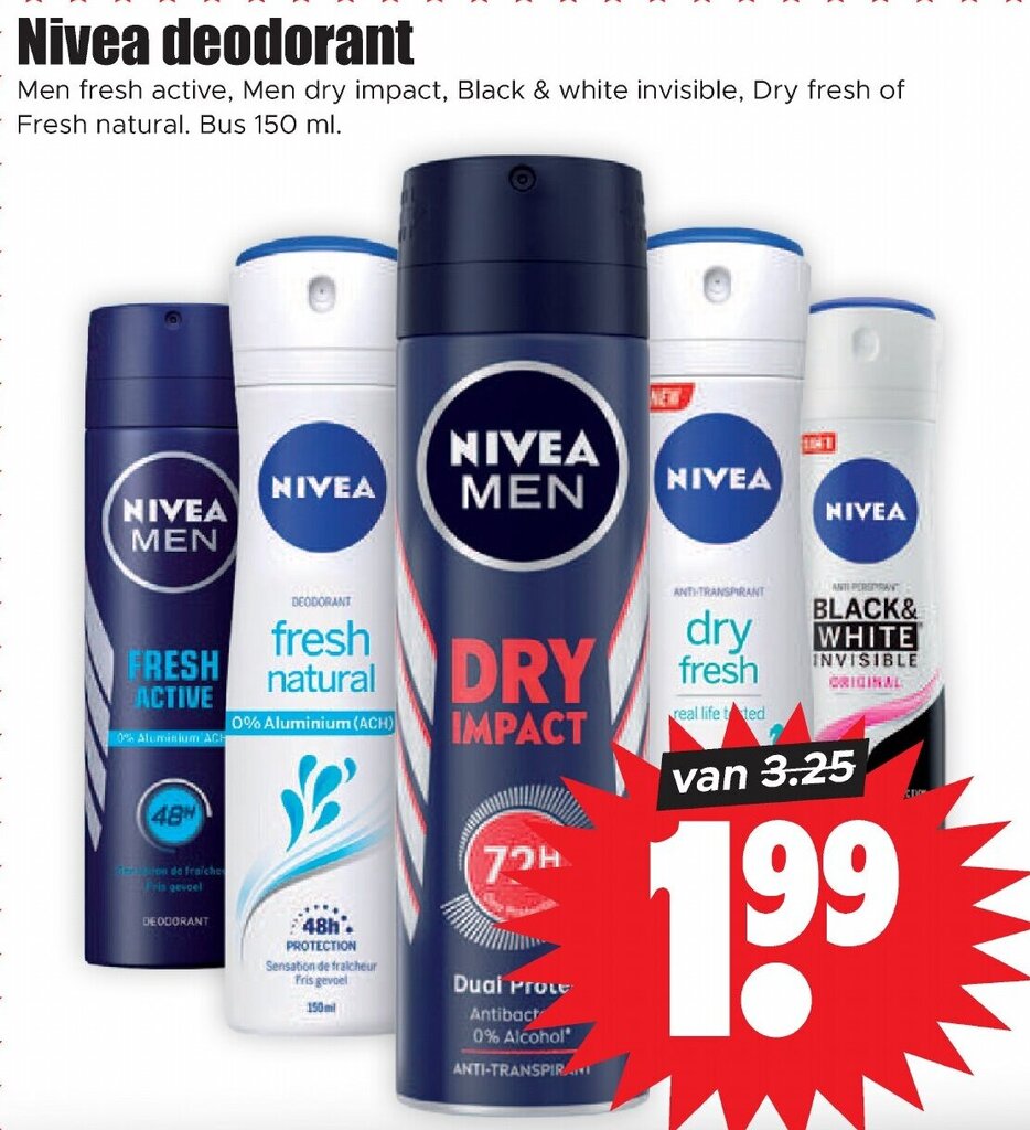 Nivea deodorant 150ml aanbieding bij Dirk