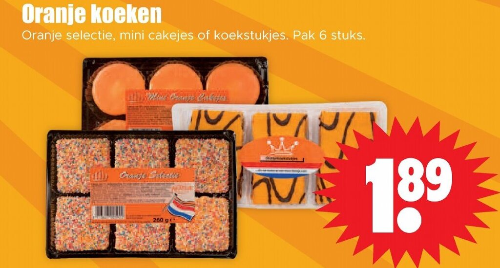 Oranje koeken, Minicakejes of koekstukjes aanbieding bij Dirk