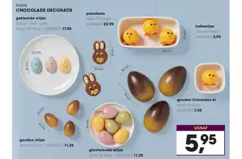 HANOS Dobla Chocolade Decoratie : Gekleurde Eitjes, Gouden Eitjes, Glinsterende Eitjes, Paashaas, Kuikentjes Of Gouden Colombus Ei aanbieding