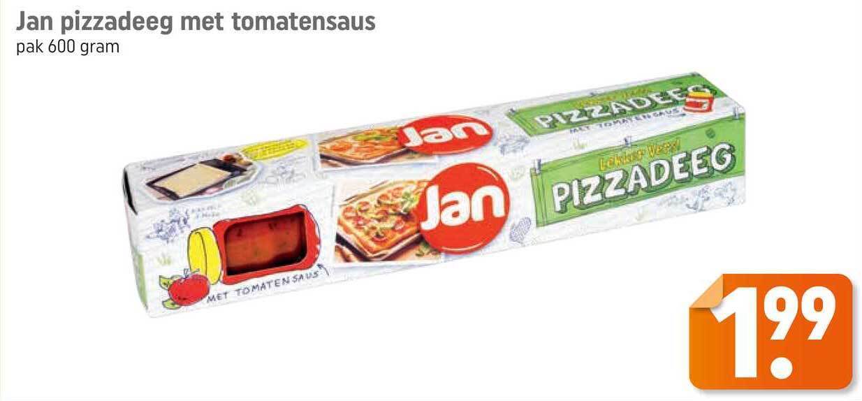 Jan pizzadeeg met tomatensaus 600 gram aanbieding bij Lekker Makkelijk