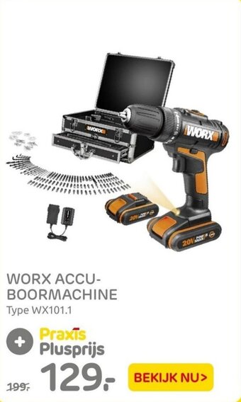 Praxis Worx accu-boormachine aanbieding