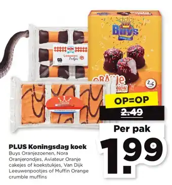 PLUS Koningsdag koek per pak aanbieding