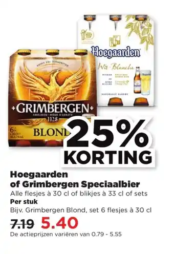 PLUS Grimbergen blond set 6 flesjes a 30 cl aanbieding