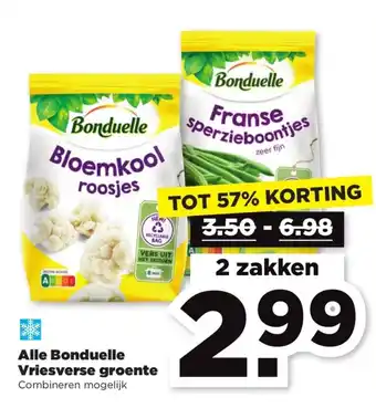 PLUS Bonduelle vriesverse groente 2 zakken aanbieding