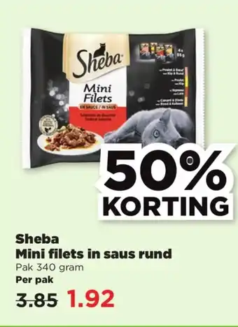 PLUS Sheba mini filets in saus rund pak 340 gram per pak aanbieding