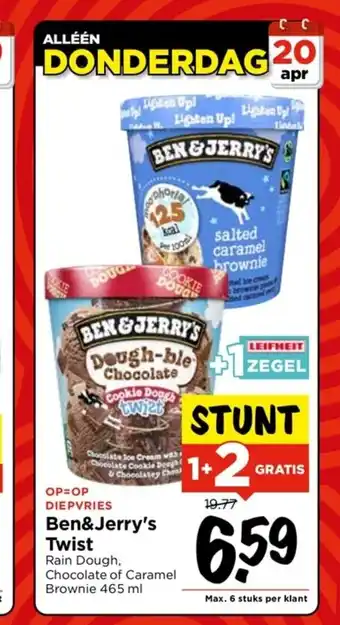 Vomar Voordeelmarkt Ben&Jerry's Twist 465 ml aanbieding