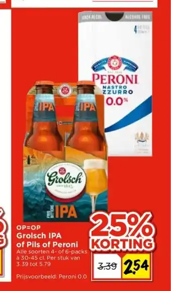 Vomar Voordeelmarkt Grolsch IPA of Pils of Peroni aanbieding