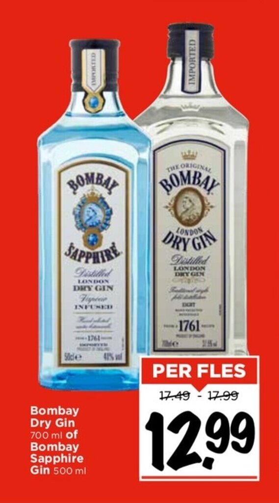 Bombay Dry Gin of Bombay Sapphire Gin aanbieding bij Vomar