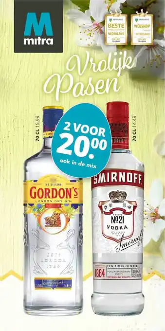 Mitra Gordon's London Dry Gin Of Smirnoff No.21 Vodka aanbieding