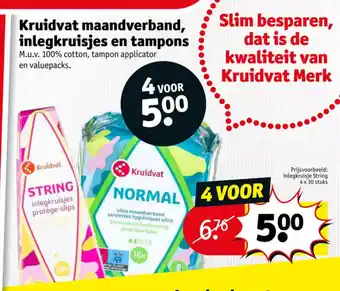 Kruidvat Maandverband, inlegkeruisjes en tampons aanbieding