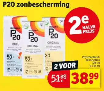 Kruidvat P20 zonnelotion SPF 30, 2 x 85 ml aanbieding