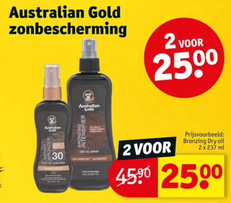 Australian Gold bronzing dry oil 2 x 237 ml aanbieding bij Kruidvat