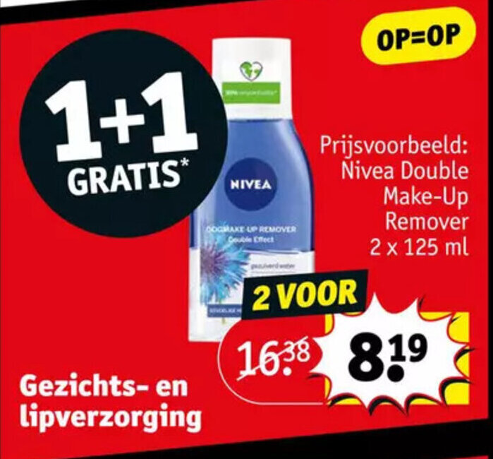 Nivea double makeup remover 2 x 125 ml aanbieding bij Kruidvat