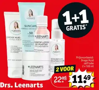 Kruidvat Drs. Leenarts droge huid zalftube 2 x 100 ml aanbieding