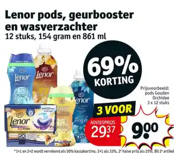 Kruidvat Lenor pods, geurbooster en wasverzachter aanbieding