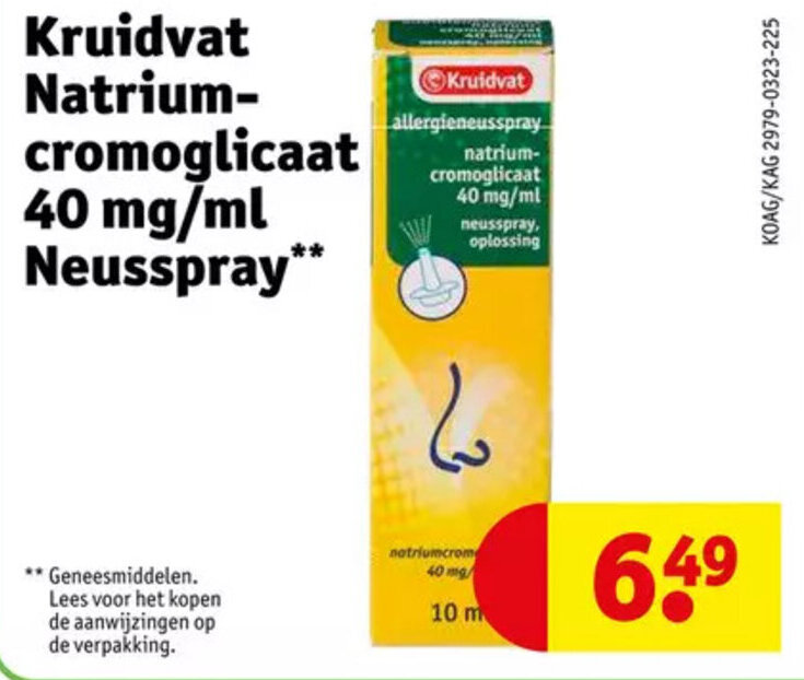 Kruidvat natrium cromoglicaat 40mg/ml neusspray aanbieding bij Kruidvat
