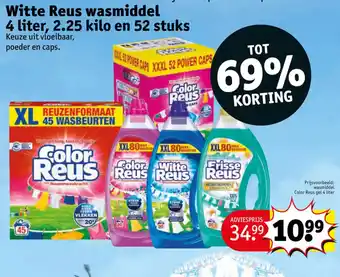 Kruidvat Witte reus wasmiddel 4 liter, 2.25 kilo en 52 stuks aanbieding