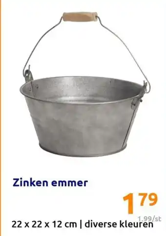 Action Zinken emmer 22x22x12CM aanbieding