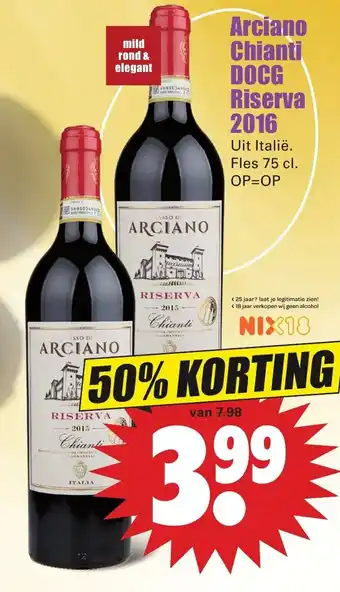 Dirk Arciano Chianti Riserva DOCG 2016 750ml aanbieding