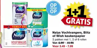 Hoogvliet Nalys vochtvangers, blitz of wish keukenpapier aanbieding