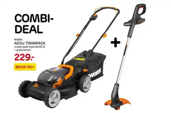 Praxis Worx Accu Twinpack : Graasmaaier Of Grastrimmer aanbieding