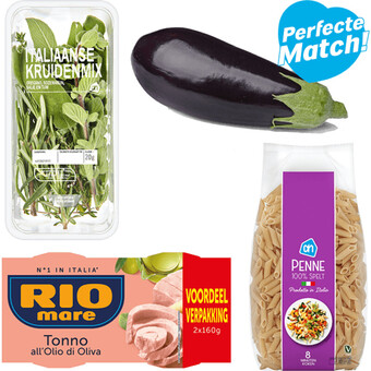 Albert Heijn Ah penne met tonijnmoot en aubergine pakket aanbieding
