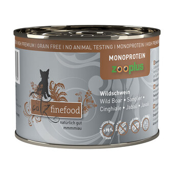 Zooplus 6x200g wild zwijn monoprotein catz finefood kattenvoer aanbieding