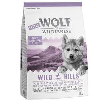Zooplus 1kg junior wild hills eend wolf of wilderness hondenvoer aanbieding