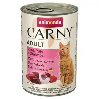 Zooplus 6x400g adult rund, kalkoen & garnalen animonda carny kattenvoer aanbieding