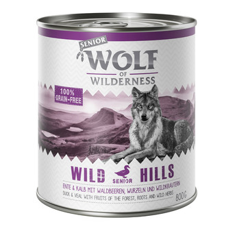 Zooplus 6x800g senior wild hills eend & kalf wolf of wilderness hondenvoer aanbieding