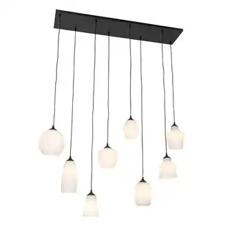 Lampenlicht.nl Art deco hanglamp zwart met opaal glas 8-lichts - hanne aanbieding