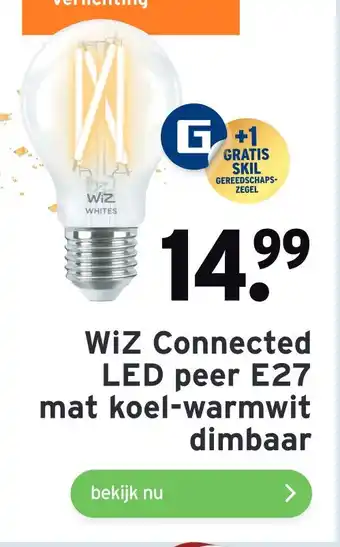 GAMMA Wiz Connected LED peer E27 mat koel-warmwit dimbaar aanbieding