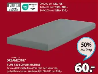 Jysk Plus f30 schuimmatras aanbieding