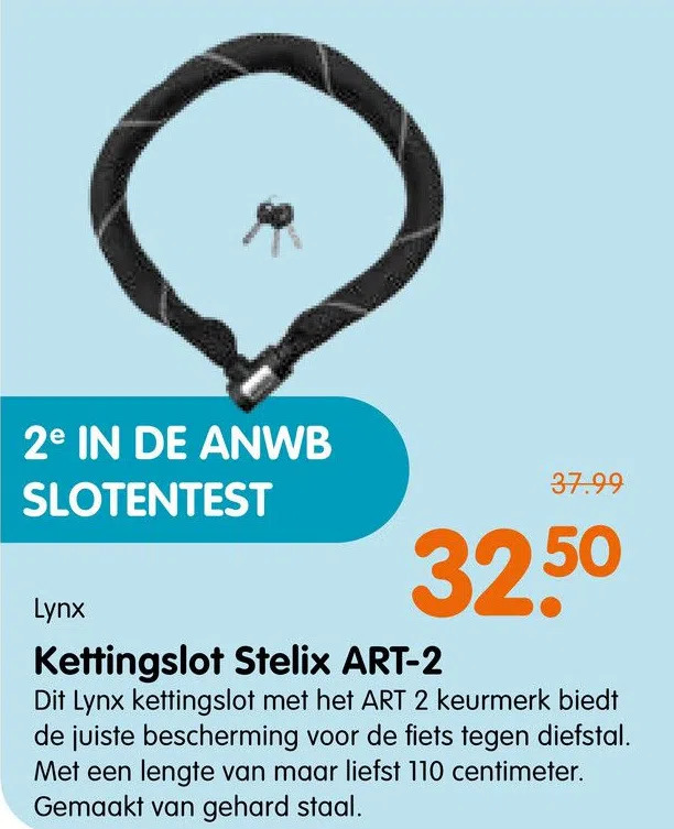 Kettingslot ART2 90cm - Budget Fietsonderdelen Kettingslot ART2 90cm - Budget Fietsonderdelen