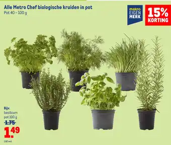 Makro Alle metro chef biologische kruiden in pot aanbieding