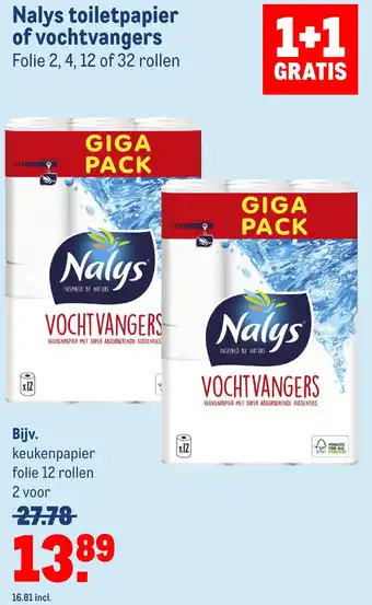 Makro Nalys toiletpapier of vochtvangers aanbieding