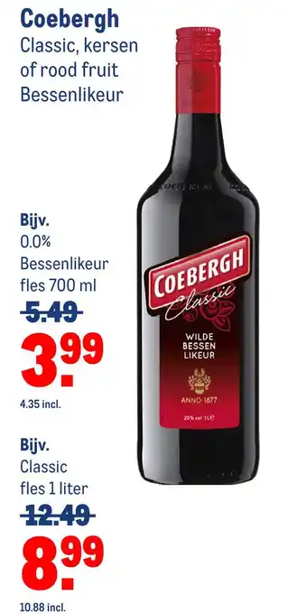 Makro Coebergh classic, kersen of rood fruit bessenlikeur aanbieding