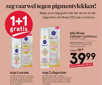 Etos Alle Nivea Cellular Luminous 1+1 Gratis aanbieding