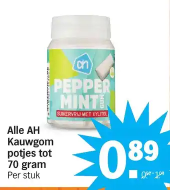 Albert Heijn Alle ah kauwgom potjes tot 70 gram aanbieding