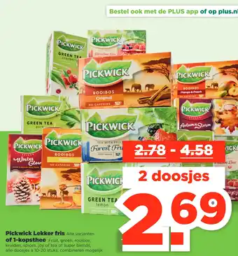 PLUS Pickwick lekker fris of 1-kopsthee aanbieding