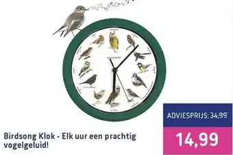 Koopjedeal Birdsong klok - elk uur een prachtig vogelgeluid! aanbieding