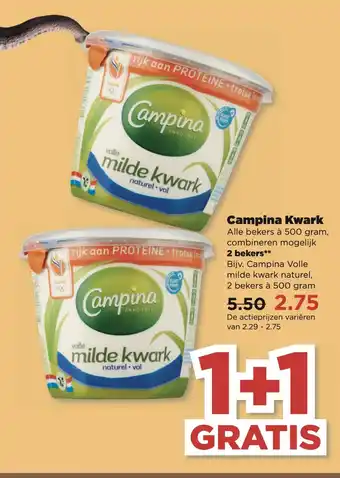 PLUS Campina kwark aanbieding