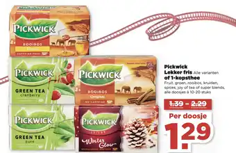 PLUS Pickwick lekker fris of 1-kopsthee aanbieding