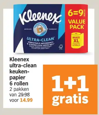 Albert Heijn Kleenex ultra-clean keuken- papier 6 rollen aanbieding