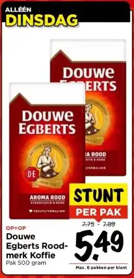 Vomar Voordeelmarkt Douwe egberts roodmerk koffie aanbieding