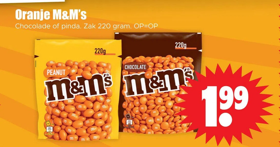 Oranje m&m's aanbieding bij Dirk