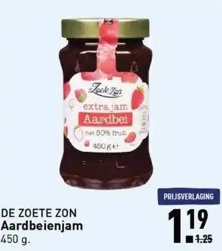 ALDI De zoete zon aardbeienjam 450 g. aanbieding