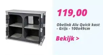 Obelink Obelink alu quick kast - grijs - 100x49cm aanbieding